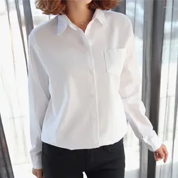 Women's Blouses Lady White Long Sleeved Shirt Professional Formal Work Clothes Interview Cotton Top Autumn Style Temperament Women