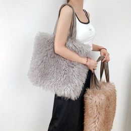 Evening Bags Autumn Winter Plush Shoulder Crossbody 2024 Designer Faux Fur Tote Bag For Women Luxury Handbags Brand Shopper Purses
