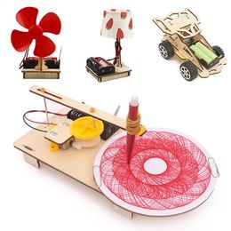 Zestawy STEM Drewniane zabawki dla dzieci Science Science Creative Inventions DIY Electronic Kit Technology Montaż 3D Puzzles 240124