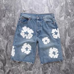 24SS Top Quality Embroidered Jeans Shorts Men Women Washed