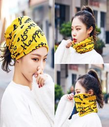 Unisex Beanie Hats Ski Snood Scarf Women hairband letter print cashemere Scarf femme Snood Neck Warmer riding Face Mask DHL6234550