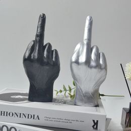 Modern Nordic Style Vertical Middle Finger Statue Resin Craft Sculpture Home Art Ornament Decoration 240123