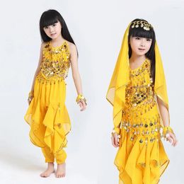 Stage Wear 2024 Sari Children Belly Dance 2-3-4-5pcs Costume Set Bollywood Costumes For Girls Red/rose Red/yellow 3 Colours