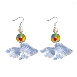 Dangle Earrings Elegant Acrylic Long Goldfish Pendant Earring Colourful Polkas Dot Beads Jewellery Women Girl