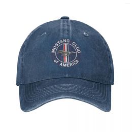 Ball Caps Mustangs Club Of America Men Women Baseball Distressed Denim Hat Vintage Outdoor Adjustable Fit Snapback