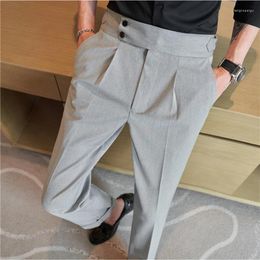 Men's Suits 2024 Autumn Business Dress Pant Men Slim Fit High Waist Casual Suit Pants Office Social Trousers Clothing Black Grey