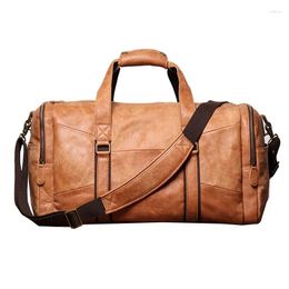 Duffel Bags Vintage Genuine Leather Travel Tote Business Male Big Weekend Real Cowskin Duffle Bag Luggage Men Large Capacity Handbag