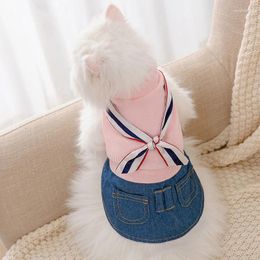 Cat Costumes Autumn And Winter Clothes Scarf Half Denim Princess Style Small Dog Teddy Pet Clothing Sweaters Sweatshirt Dogs' 2024 Warm