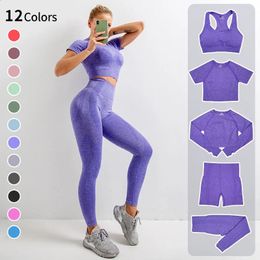 25Piece Seamless Yoga Suit womens Fitness High Waist Tight Sportswear Gym Long Sleeve Crop Top Leggings Sports 240118