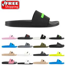 2024 free shipping luxurys designers pools slides slippers men women black fluo green rubber beige white yellow pink flat beach sports sneakers fashion sandals shoe