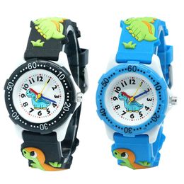 3D Cute Cartoon Dinosaur Round Dial Silicone Sport Child Waterproof Quartz Watch for Little Kids Toddles Boys Girls Gift 240118