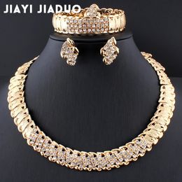 Jiayijiaduo African Wedding Jewelry Dubai Gold Color Sets Romantic Design Necklace Drop 240202