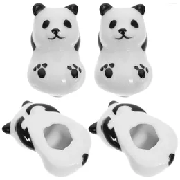 Kitchen Storage 4pcs Chopstick Holder Panda Shape Ceramic Stand Rack
