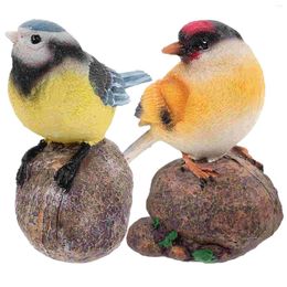 Garden Decorations 2Pcs Bird Statue For Shelves Bonsai Figurine Home Decors