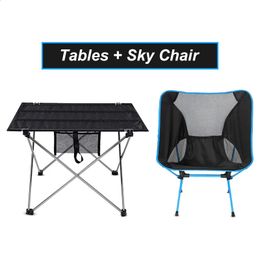 Outdoor Foldable Table Portable Camping Furniture Ultralight Aluminium Computer Bed Tables Climbing Hiking Picnic Folding Chair 240124