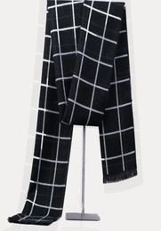 Whole ZFQHJJ Mens Plaid Winter Cashmere Scarf Wool British Style Plaid Warm Black and White Plaid Scarves Male muffler Men01630943