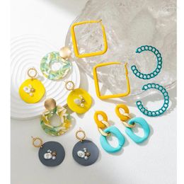 Dangle Earrings 2024 Colour Acrylic Summer Trendy Girl Stud Colourful Macaron Cute Chain