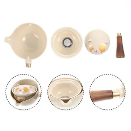 Dinnerware Sets Ceramic Side Handle Jug Easy Clean Rotating Tea Kettle Handheld It Grips Chinese Teapot Wood Brewing Tool