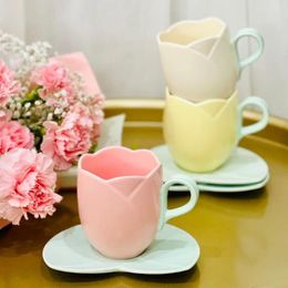 Mugs Creative Ceramic Coffee Cups And Saucers Breakfast Milk Tulip Set Large-capacity Advertising Logo
