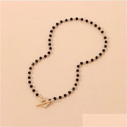 Chokers Choker Temperament Short Necklaces Ot Buckle Black Crystal Female Women Clavicle Chain Jewellery Bead Necklace Drop Delivery Pen Otmhy