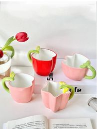 Coffee Pots 280ml Ceramic Fruit Flower Shape Mug Cute Home Cup Breakfast Oatmeal Drinkware Gifts