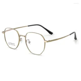 Sunglasses Frames 52mm Fashion Eyeglasses Men Women Retro Gold Frame Myopia Polygon Optics Metal Eyewear Prescription Lens