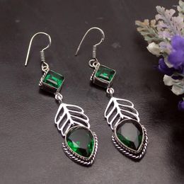 Dangle Earrings Hermosa Amazing Coming Vintage GreenTopaz For Women 2 5/8 Inch A87