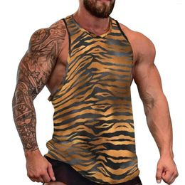 Men's Tank Tops Tiger Print Stripes Top Males Glam Black And Gold Gym Oversized Beach Vintage Graphic Sleeveless Shirts