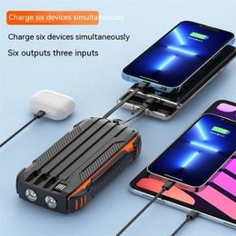 New Outdoor Portable Solar Charging Treasure 20000aAh Built in cables Mobile Phone Universal Waterproof Solar Power Bank