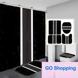 Top Classic Letter Printed Shower Curtains Designer Print Bathroom Curtain Home Toilet Er Mat Bath Supplies