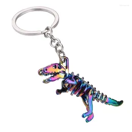 Keychains 1 Piece Alloy Colourful Skeleton Dinosaur Keychain Halloween Skull Terror Key Pendant Vintage Gift For Men