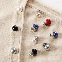 Brooches 6pcs Imitation Pearl Button Circle Brooch Pins Shirt Sweater Collar Buckle Clothing Accessories Jewellery Women Elegant Decoration