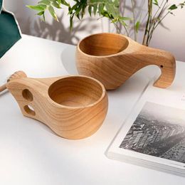 Mugs 160ml Tea Cup Smooth Surface Hole Design Milk Coffee Drinking Japanese-Style Wood Mug For Camping