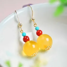 Dangle Earrings Art Deco Era Faceted Baltic Honey Amber Bead Beautiful Cultured Party Ear Stud Freshwater Aquaculture Fashion Lucky Diy