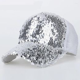 Ball Caps Sequins Bling Shiny Paillette Mesh Baseball Cap Striking Pretty Adjustable Women Girls Hats For Party Club Gathering