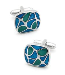High Quality Cuff links Silver Plated Bule Painting Cufflinks Classical Cufflings wedding gifts49532612036365