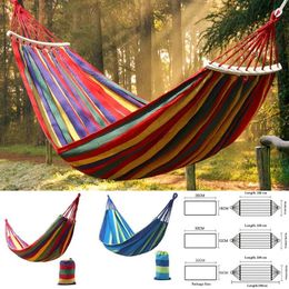Outdoor Canvas Hammock Portable Thickened AntiRollover 2 Persons Striped Garden Travel Camping Hanging Swing 240118