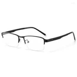 Sunglasses Frames 54mm Ultra Clear Alloy Half Frame Square Eyeglass For Men And Women Anti Blue Prescription F3095