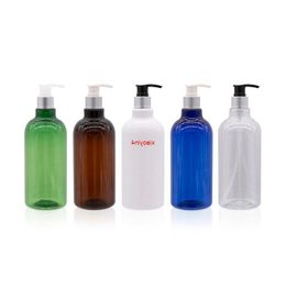 500ml x 12 Large Size Cosmetic Bottle With Silver Lotion Pump Refillable Plastic Used For Shower Gel Facial Cream Tonergood package Nevnx