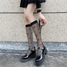 Women Socks Japanese Love Calf Children Cute Slim-Fit Jk Tube Thin Transparent Stockings Ins Fashion Overknee Long Boot
