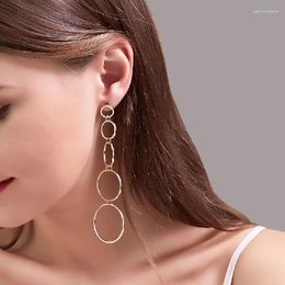 Dangle Earrings Silver Colour Simple Punk Circle Trendy Jewellery For Women Korean INS Style Earring Party Accessories