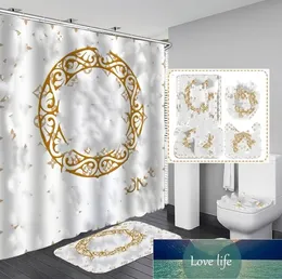 Shower Curtains Big Letter Absorbent Bath Mats Classic Bathroom Four Pieces Set Waterproof Anti Pee Baths Curtain Drop Delivery Home Quatily