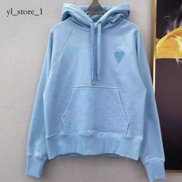 Ami Hoodie Fashion Amis Paris Clothing Men's Hoodies Sweatshirts Same Colour Embroidery Love Loose Hooded Pullover Sweater and Women's Cotton Asian Size Ami 640