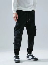 Mens cargo pants slacks outdoor fitness pants youth sportswear hiking pants multi-pocket trousers breathable and comf 240126