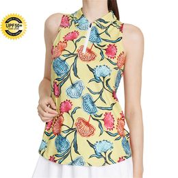 Lu Yoga Align Vest Summer Woman Mens Polos Women Spring Floral Printing Sleeveless Polo Shirts Zip Up 50UV Golf Wear Clothing Tennis Top Woman Fashion Lemon LL Jogger L