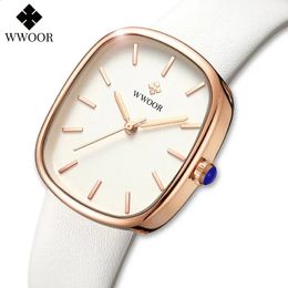 WWOOR Women Watch Fashion Leather Quartz Bracelet Watch Top Brand Luxury Waterproof Ladies Wristwatch Montre Femme Feminino 240131