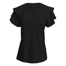 Women's T Shirts Solid Colour Double Sleeved V Womens Shirt Sleeve Fitted Sweatshirt Ladies Outfits Women S Long Tee