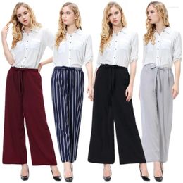 Women's Pants Casual Solid Straight Wide-Leg Trouser Office Wear Fashion Ladies Striped Vintage