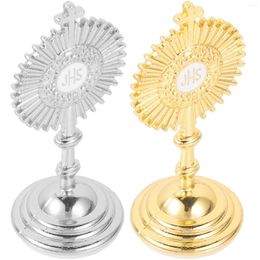 Candle Holders 2Pcs Desktop Metal Decoration Cross Elements Table Craft Decor Tabletop Small Home