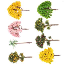 Decorative Flowers 8 Pcs Landscape Tree Simulation Ornaments Plant Decor Plastic Mini Trees For Crafts
